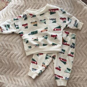 Baby Holiday Truck & Tree Sweatshirt and Jogger Set